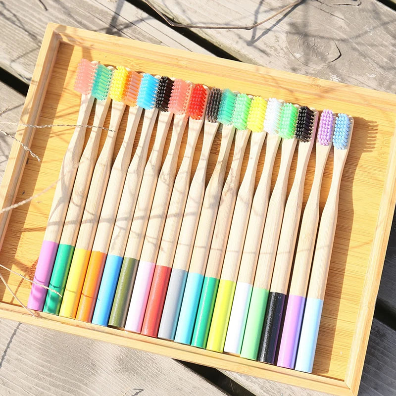 5 or 10 Pcs/Set Environmental Bamboo Fiber Toothbrush For Oral Health Low Carbon Medium Soft Bristle Wood Handle Toothbrush
