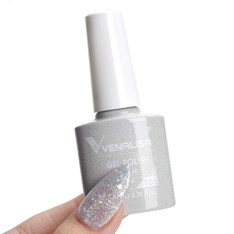 VENALISA Reflective Disco Glitter Full Coverage Super Diamond Sparkle Pigment Gel Nail Polish Soak off UV LED Nail Gel Varnish