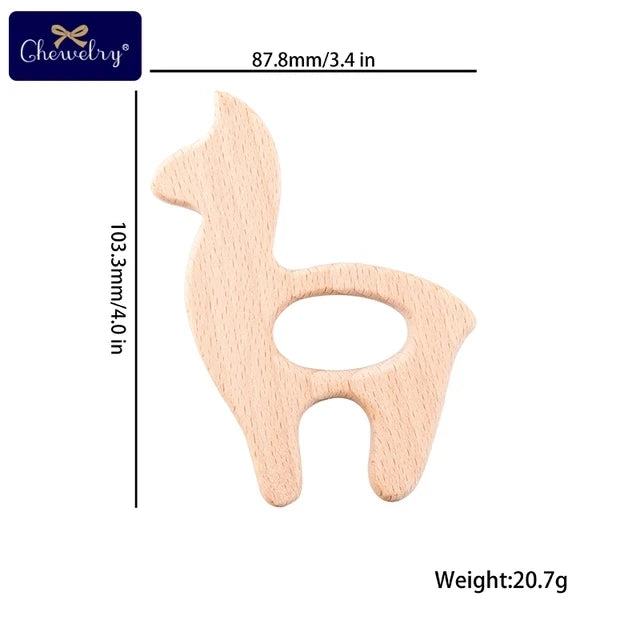 10pc Wooden Teether Animals Beech Teething Grasping Wooden Animal Toy Rodent Baby Teether Pendant DIY  Pacifier Chain Kids Goods