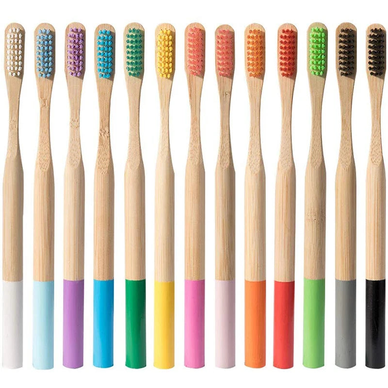 5 or 10 Pcs/Set Environmental Bamboo Fiber Toothbrush For Oral Health Low Carbon Medium Soft Bristle Wood Handle Toothbrush
