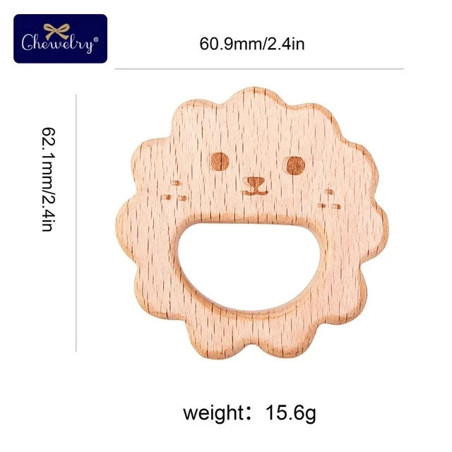 10pc Wooden Teether Animals Beech Teething Grasping Wooden Animal Toy Rodent Baby Teether Pendant DIY  Pacifier Chain Kids Goods