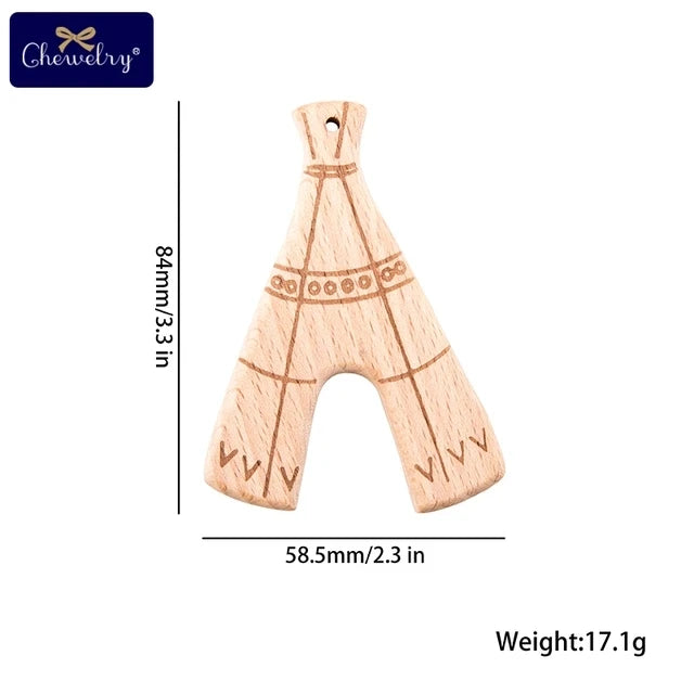 10pc Wooden Teether Animals Beech Teething Grasping Wooden Animal Toy Rodent Baby Teether Pendant DIY  Pacifier Chain Kids Goods