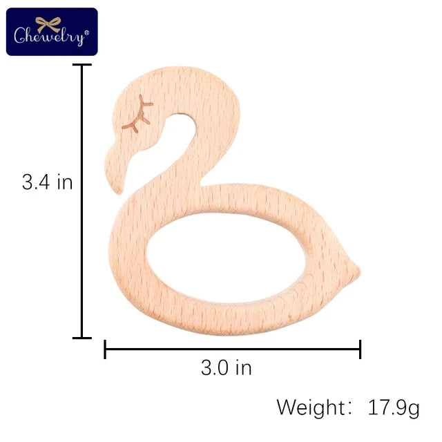 10pc Wooden Teether Animals Beech Teething Grasping Wooden Animal Toy Rodent Baby Teether Pendant DIY  Pacifier Chain Kids Goods