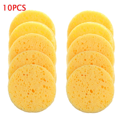 5/10pcs 6/7/8/9cm Face Round Makeup Remover Tool Natural Wood Pulp Sponge Cellulose Compress Cosmetic Puff Facial Cleaning Spong