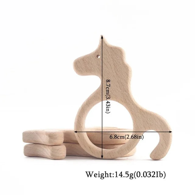 10pc Wooden Teether Animals Beech Teething Grasping Wooden Animal Toy Rodent Baby Teether Pendant DIY  Pacifier Chain Kids Goods