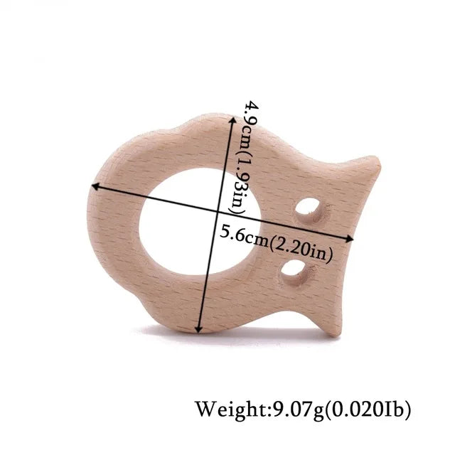 10pc Wooden Teether Animals Beech Teething Grasping Wooden Animal Toy Rodent Baby Teether Pendant DIY  Pacifier Chain Kids Goods