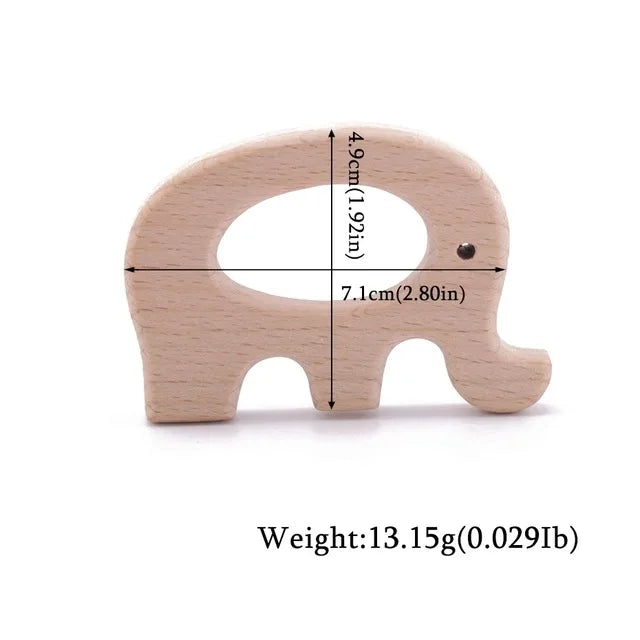 10pc Wooden Teether Animals Beech Teething Grasping Wooden Animal Toy Rodent Baby Teether Pendant DIY  Pacifier Chain Kids Goods