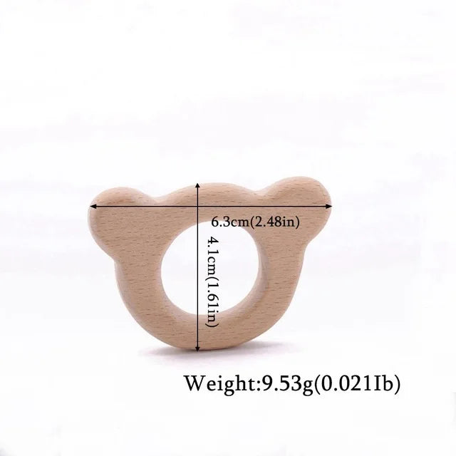 10pc Wooden Teether Animals Beech Teething Grasping Wooden Animal Toy Rodent Baby Teether Pendant DIY  Pacifier Chain Kids Goods
