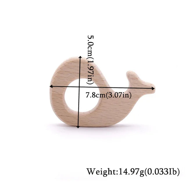 10pc Wooden Teether Animals Beech Teething Grasping Wooden Animal Toy Rodent Baby Teether Pendant DIY  Pacifier Chain Kids Goods