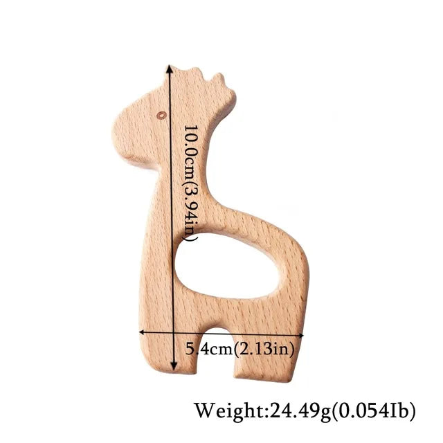 10pc Wooden Teether Animals Beech Teething Grasping Wooden Animal Toy Rodent Baby Teether Pendant DIY  Pacifier Chain Kids Goods
