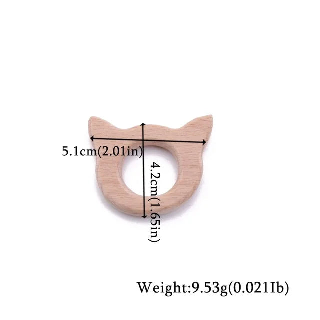 10pc Wooden Teether Animals Beech Teething Grasping Wooden Animal Toy Rodent Baby Teether Pendant DIY  Pacifier Chain Kids Goods