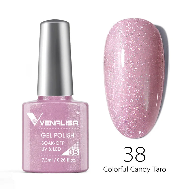 VENALISA Reflective Disco Glitter Full Coverage Super Diamond Sparkle Pigment Gel Nail Polish Soak off UV LED Nail Gel Varnish