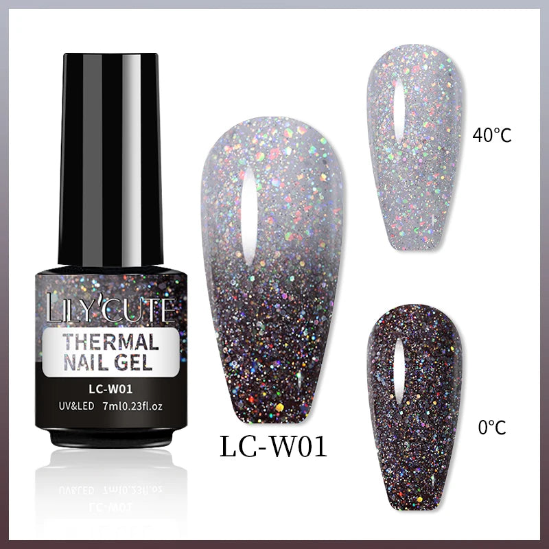 LILYCUTE 7ML Thermal Gel Nail Polish Ultra-thin Temperature Color Changing Gel Polish Semi Permanent UV Gel Nail Art Gel Varnish