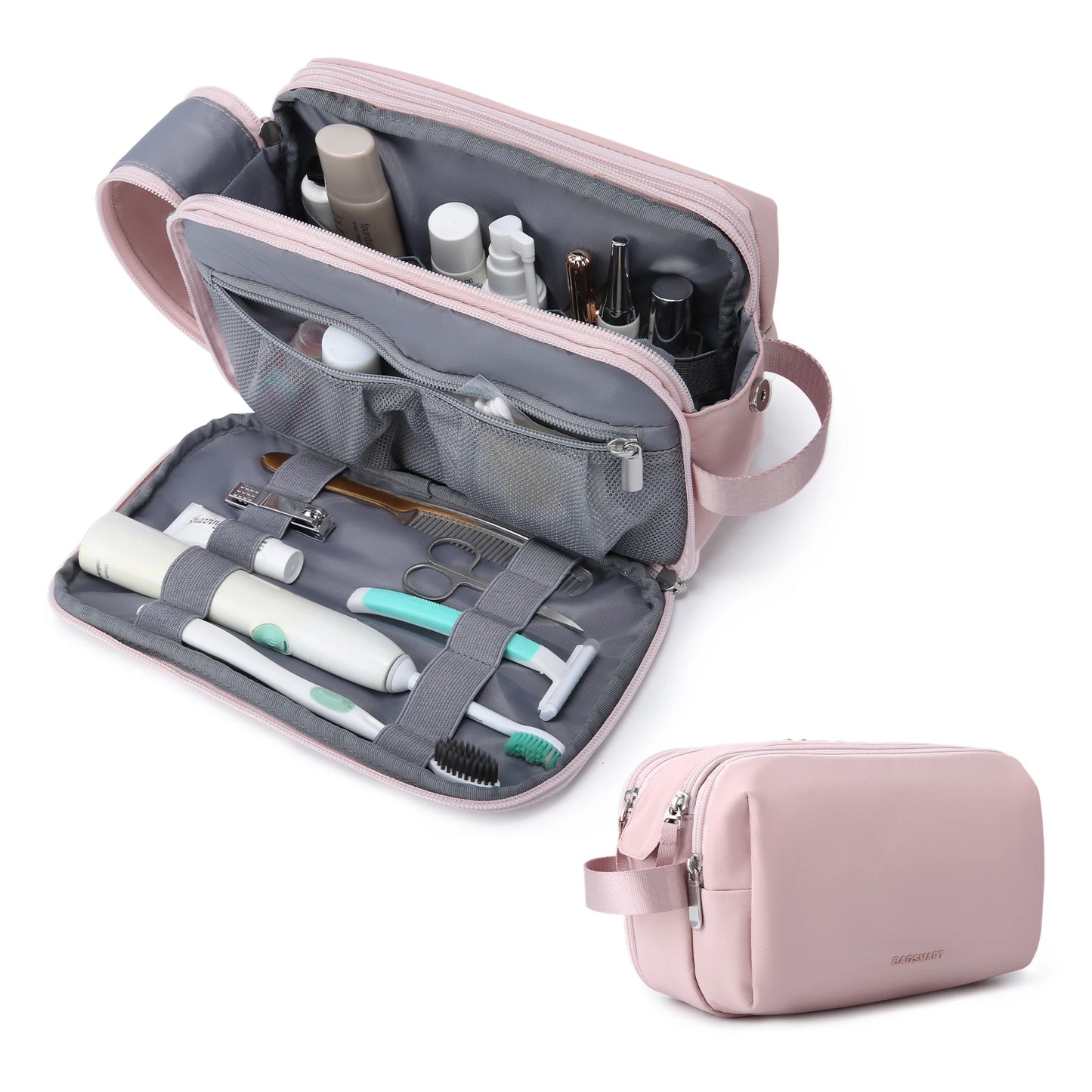 Women's Cosmetic Bag BAGSMART Waterproof Dopp Kit for Travel Lightweight Toiletries Bag for Men Makeup Bag Travel Necessaries