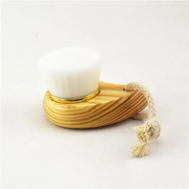 Wood Handle Facial Cleansing Brush Manual Soft Face Massager Skin Pore Clean Brush Face Care Face Brush Cleansing Beauty Tools