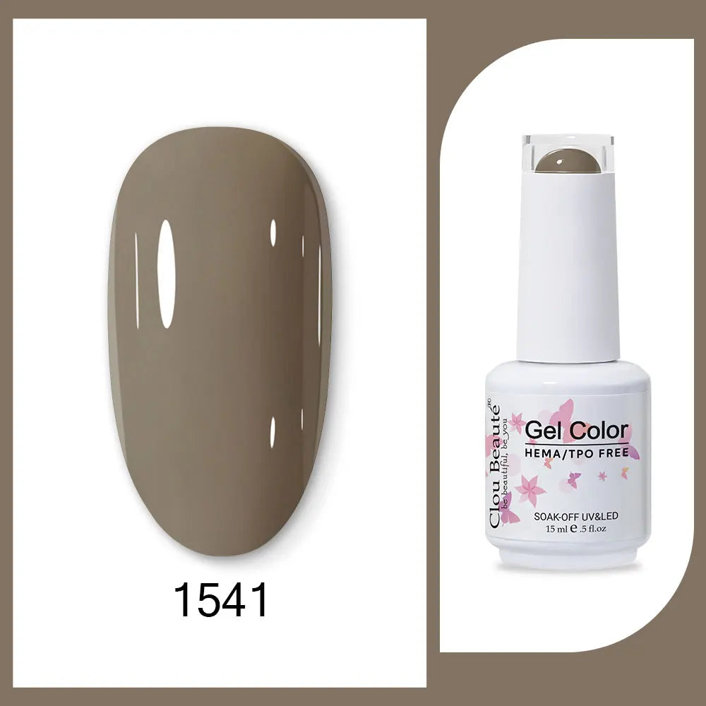 Clou Beaute 15ml HEMA TPO FREE Gel Nail Polish Bright Dark Army Green Gel Lacquer Semi Permanent Art Organic  Nail Gel Varnish