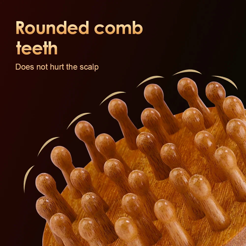 Sandalwood Massage Comb Finger Ring Comb Head Meridian Comb Scalp Massager Anti-Static Wooden Brush Guasha Tool for Full Body