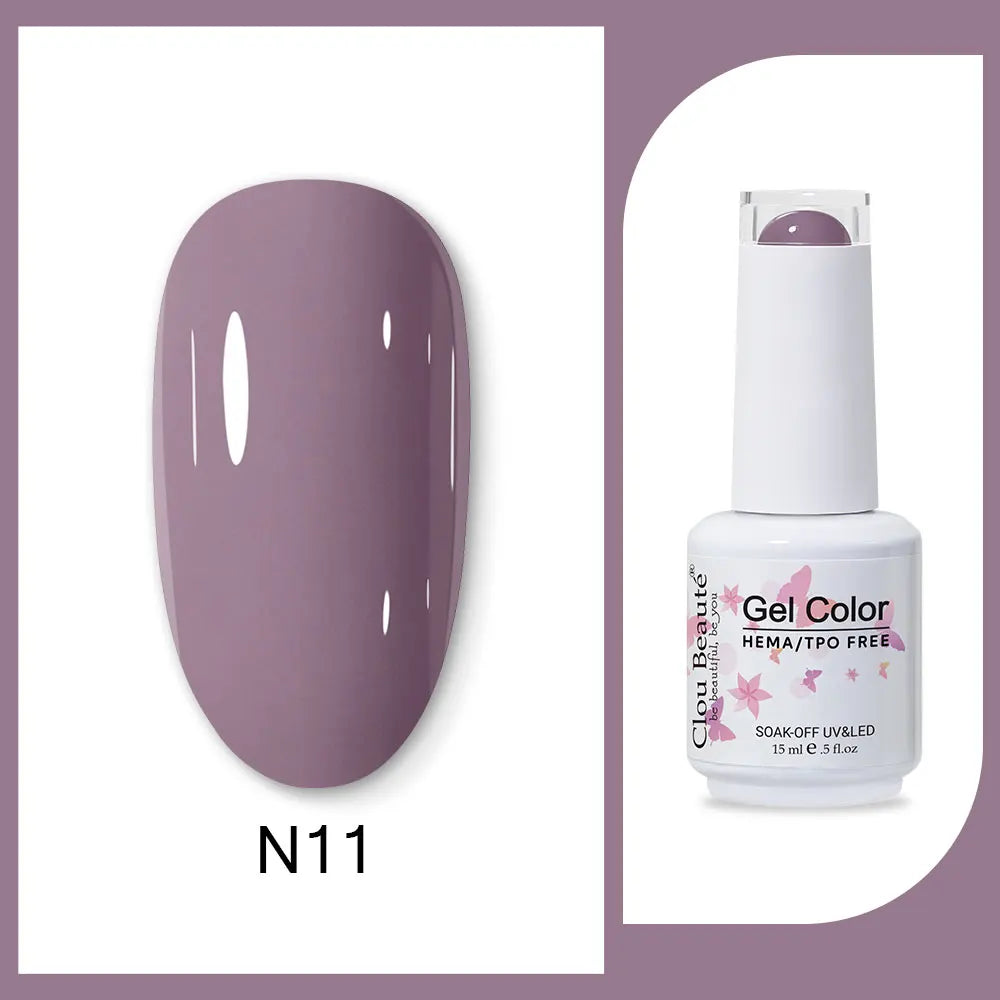 Clou Beaute 15ml HEMA TPO FREE Gel Nail Polish Bright Dark Army Green Gel Lacquer Semi Permanent Art Organic  Nail Gel Varnish