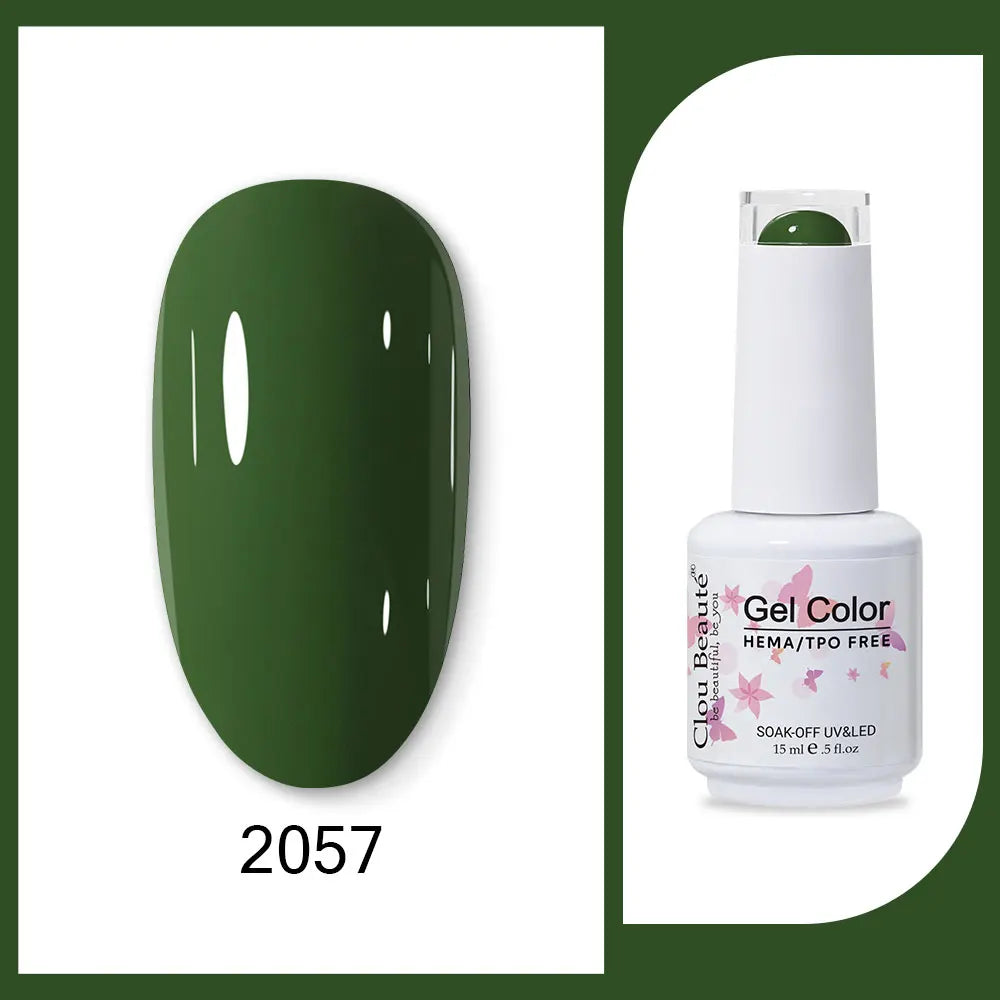 Clou Beaute 15ml HEMA TPO FREE Gel Nail Polish Bright Dark Army Green Gel Lacquer Semi Permanent Art Organic  Nail Gel Varnish
