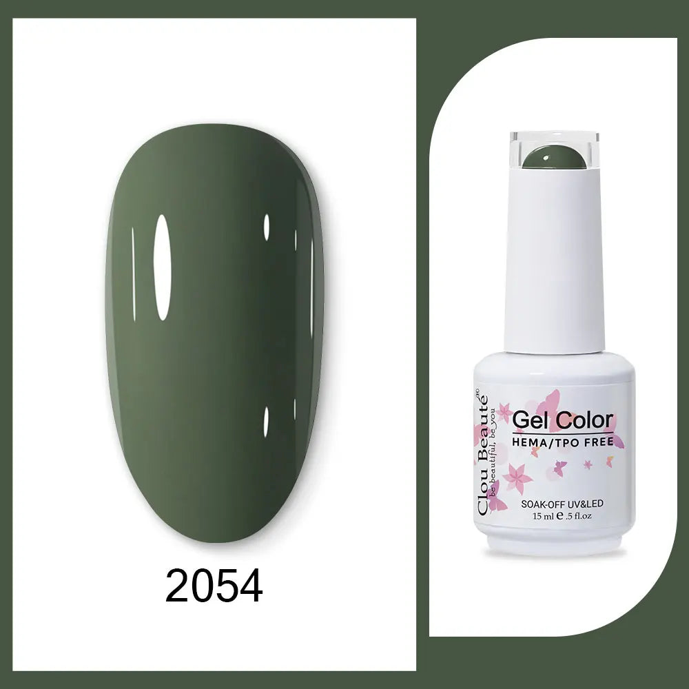 Clou Beaute 15ml HEMA TPO FREE Gel Nail Polish Bright Dark Army Green Gel Lacquer Semi Permanent Art Organic  Nail Gel Varnish