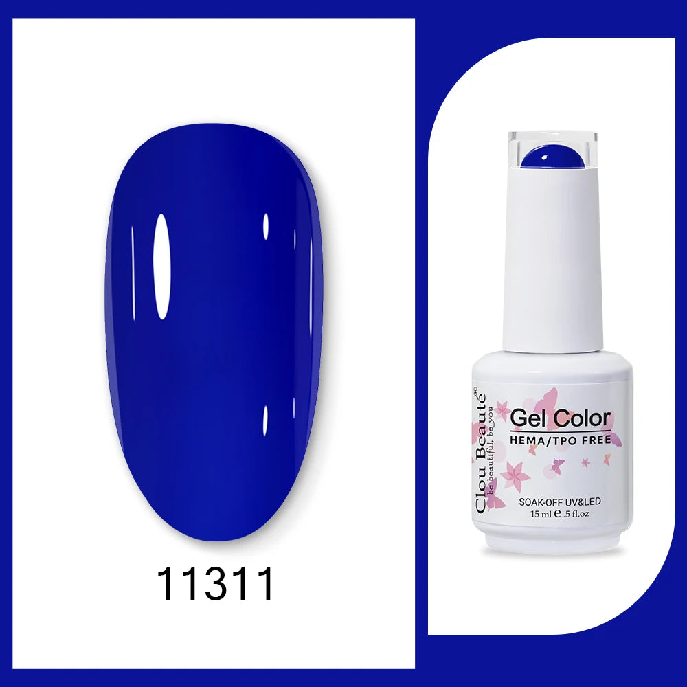 Clou Beaute 15ml HEMA TPO FREE Gel Nail Polish Bright Dark Army Green Gel Lacquer Semi Permanent Art Organic  Nail Gel Varnish