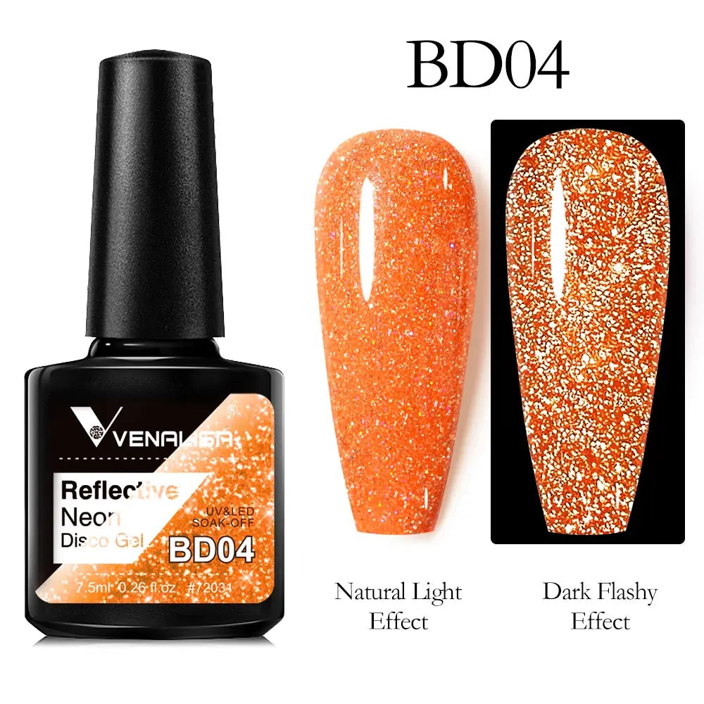 VENALISA Reflective Disco Glitter Full Coverage Super Diamond Sparkle Pigment Gel Nail Polish Soak off UV LED Nail Gel Varnish