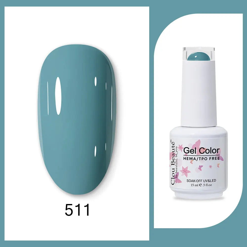 Clou Beaute 15ml HEMA TPO FREE Gel Nail Polish Bright Dark Army Green Gel Lacquer Semi Permanent Art Organic  Nail Gel Varnish