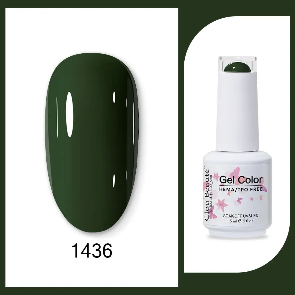 Clou Beaute 15ml HEMA TPO FREE Gel Nail Polish Bright Dark Army Green Gel Lacquer Semi Permanent Art Organic  Nail Gel Varnish