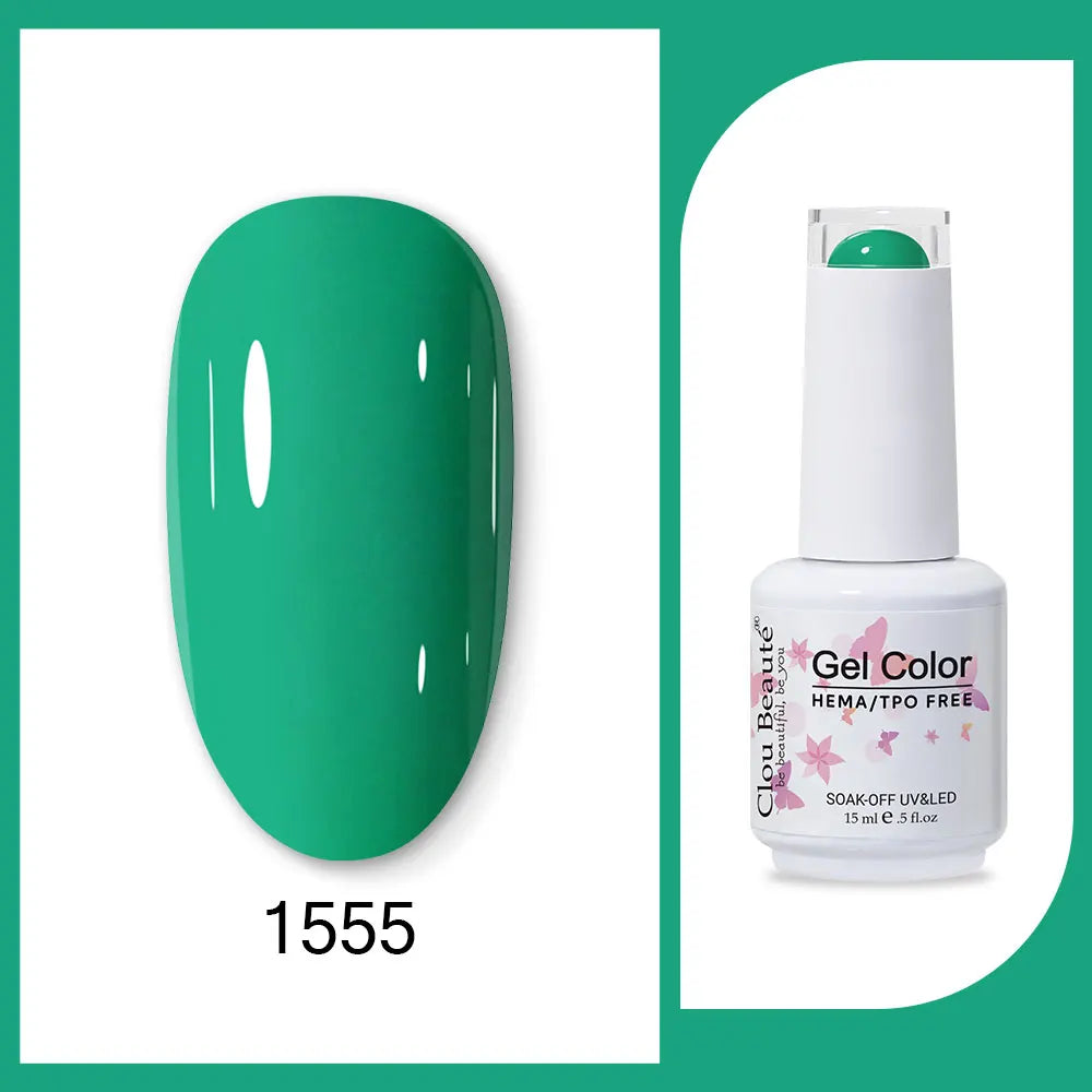 Clou Beaute 15ml HEMA TPO FREE Gel Nail Polish Bright Dark Army Green Gel Lacquer Semi Permanent Art Organic  Nail Gel Varnish