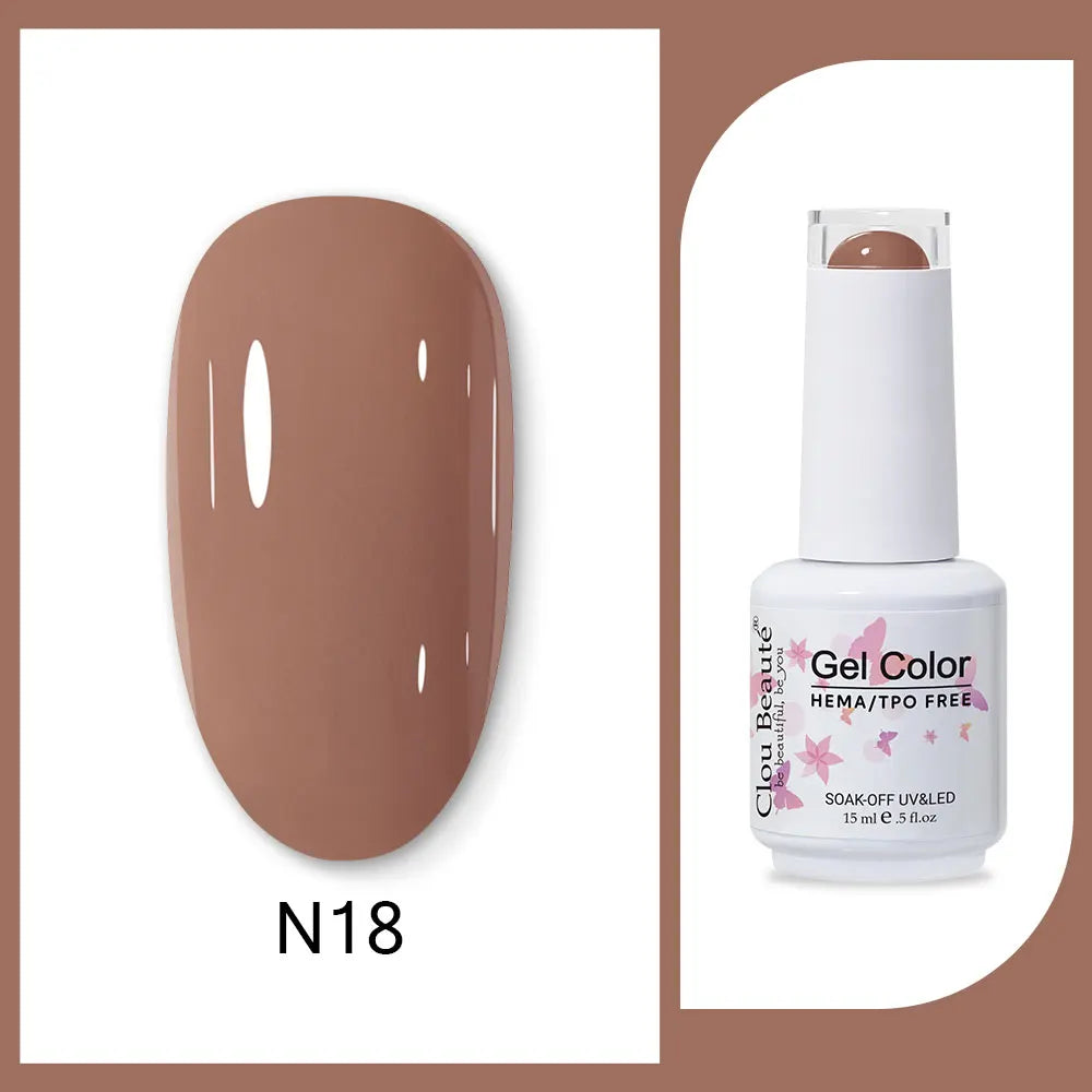 Clou Beaute 15ml HEMA TPO FREE Gel Nail Polish Bright Dark Army Green Gel Lacquer Semi Permanent Art Organic  Nail Gel Varnish