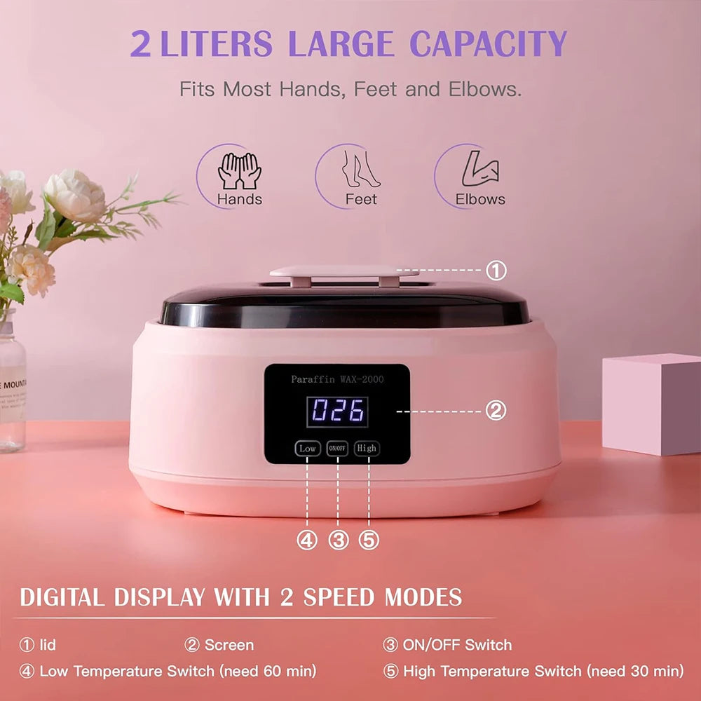 200W Wax Heater Hands Feet Bath Body Hair Removal Digital Timing Melting Wax Bean Therapy Machine Men Women Spa Smooth Skin Care
