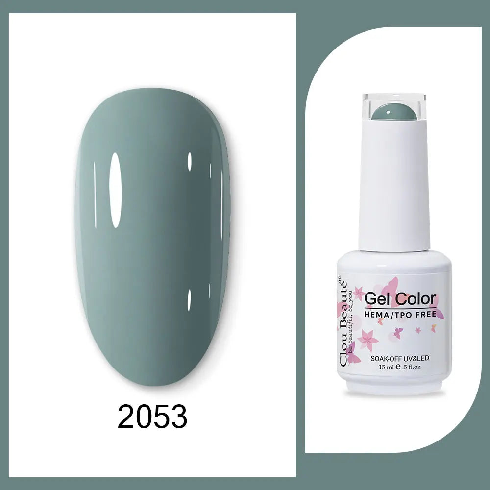 Clou Beaute 15ml HEMA TPO FREE Gel Nail Polish Bright Dark Army Green Gel Lacquer Semi Permanent Art Organic  Nail Gel Varnish