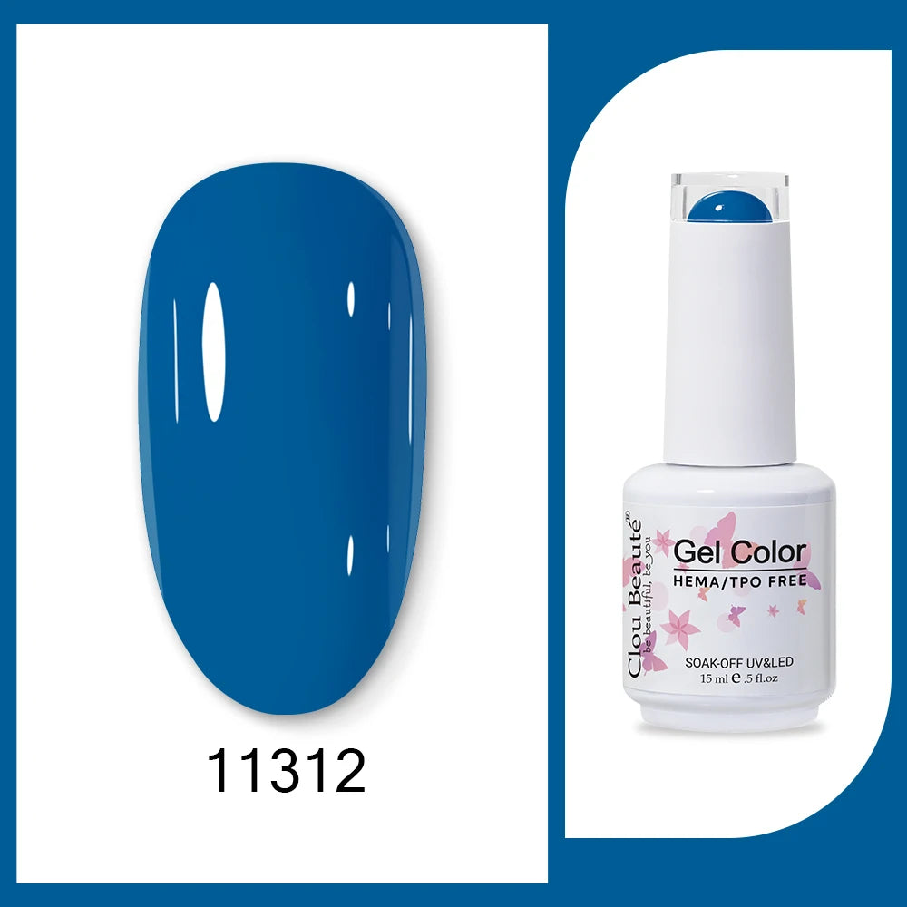 Clou Beaute 15ml HEMA TPO FREE Gel Nail Polish Bright Dark Army Green Gel Lacquer Semi Permanent Art Organic  Nail Gel Varnish