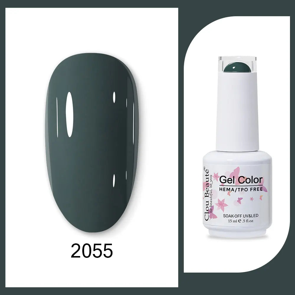 Clou Beaute 15ml HEMA TPO FREE Gel Nail Polish Bright Dark Army Green Gel Lacquer Semi Permanent Art Organic  Nail Gel Varnish