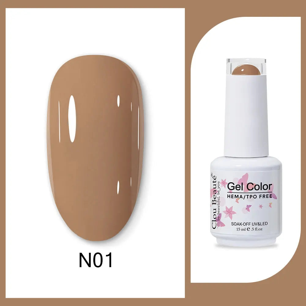 Clou Beaute 15ml HEMA TPO FREE Gel Nail Polish Bright Dark Army Green Gel Lacquer Semi Permanent Art Organic  Nail Gel Varnish