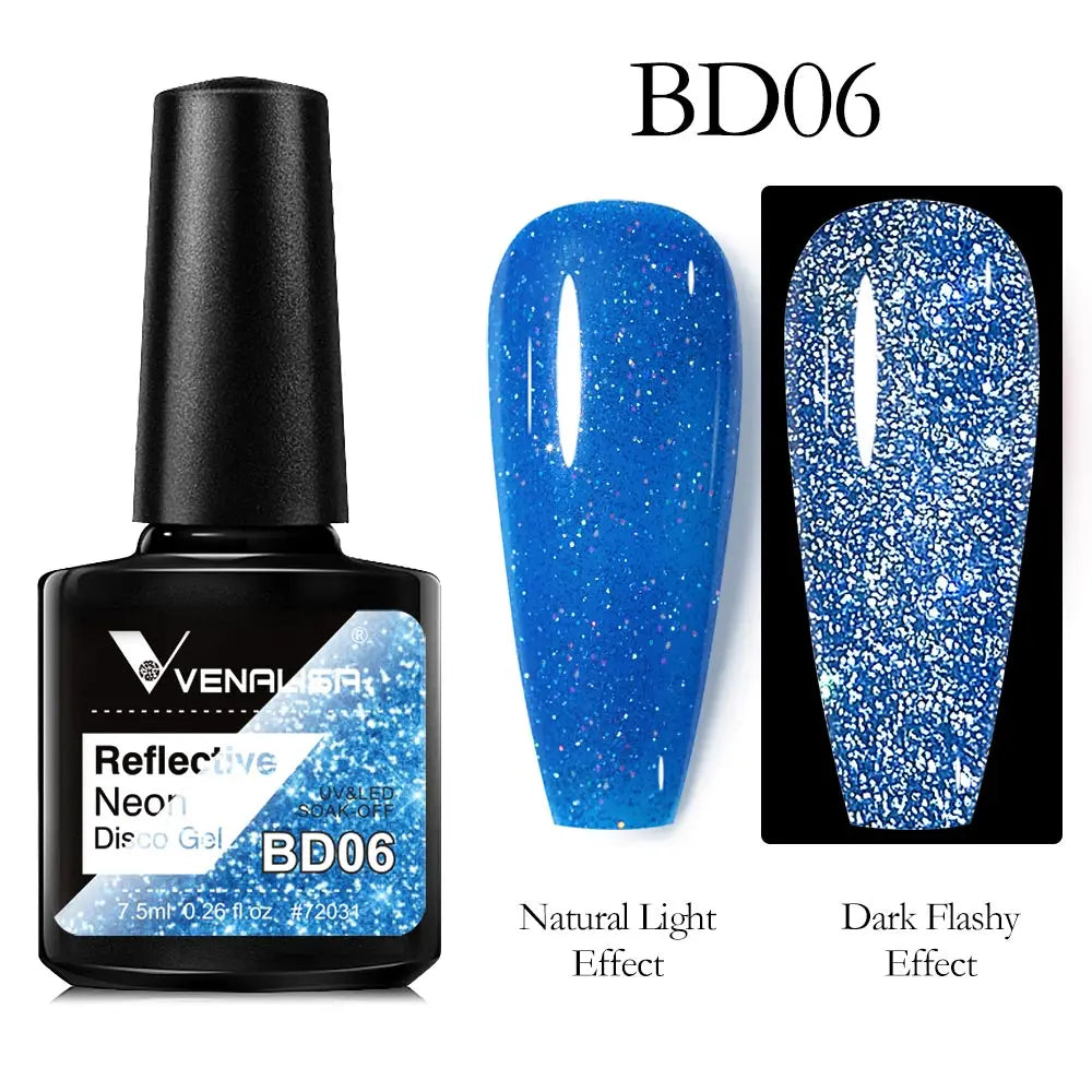 VENALISA Reflective Disco Glitter Full Coverage Super Diamond Sparkle Pigment Gel Nail Polish Soak off UV LED Nail Gel Varnish