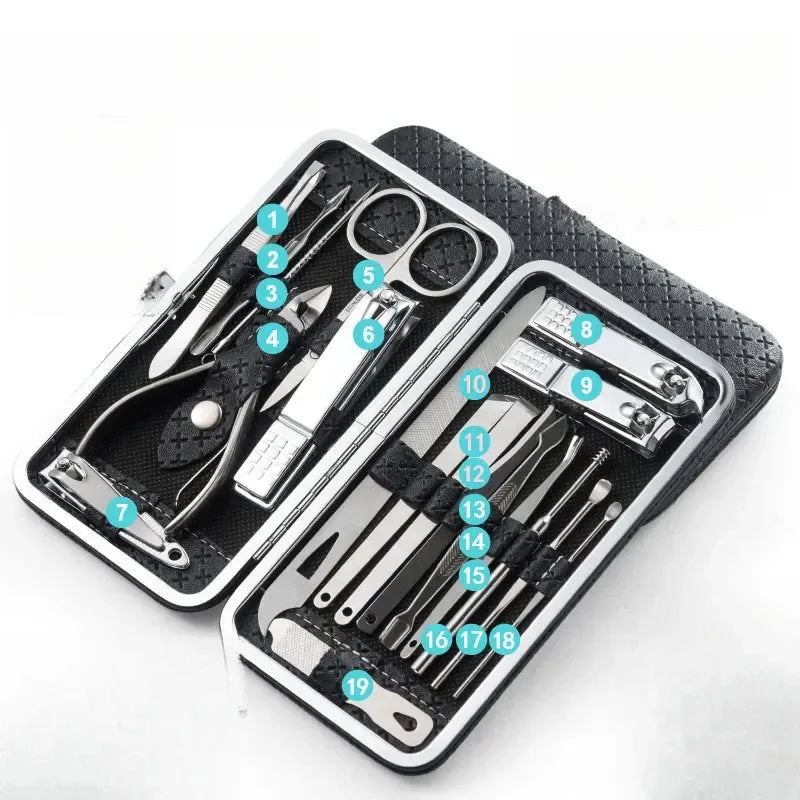19 Pieces Nail Care Set, Nail Clippers Dead Skin Remover Angled Scissors Household Manicure Tools