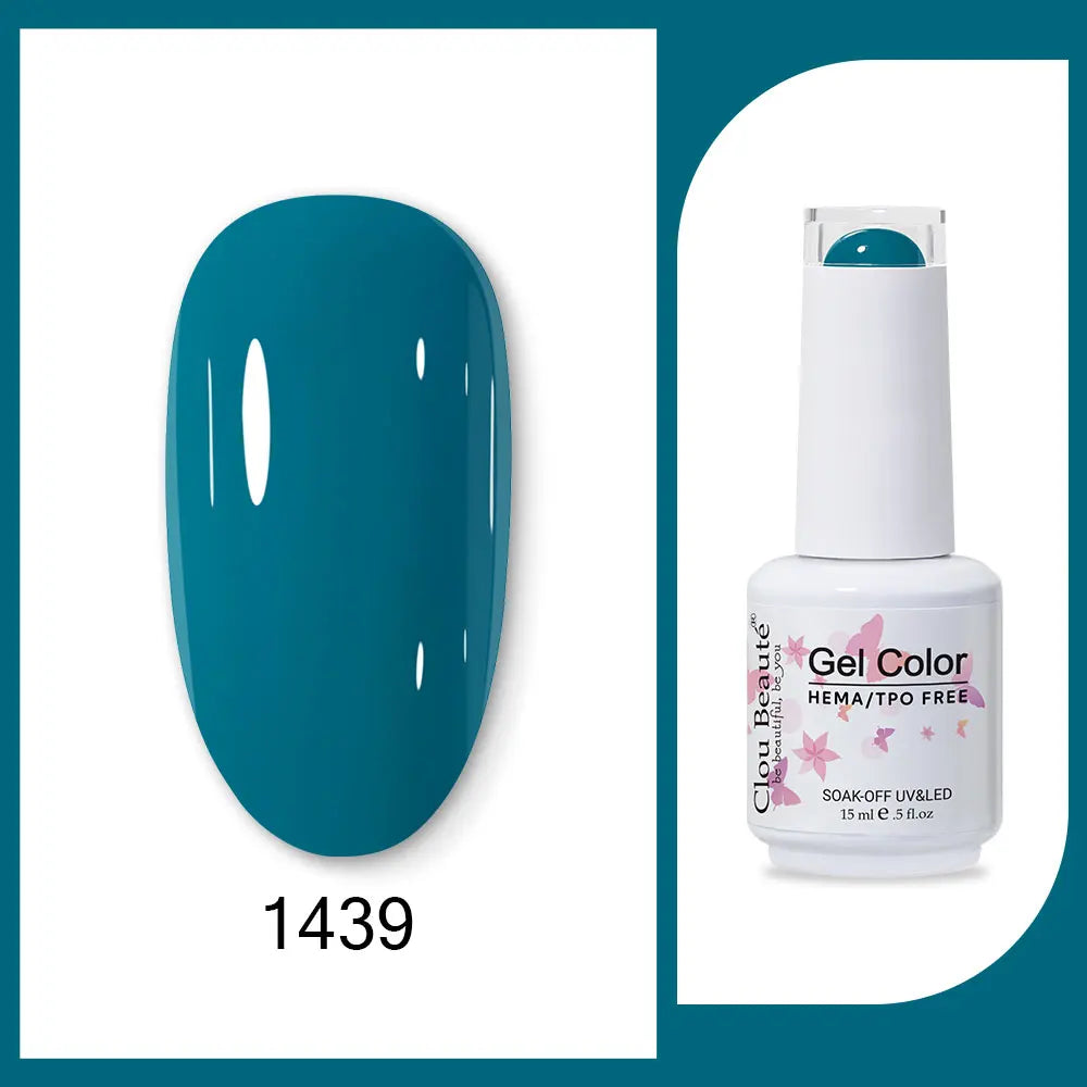 Clou Beaute 15ml HEMA TPO FREE Gel Nail Polish Bright Dark Army Green Gel Lacquer Semi Permanent Art Organic  Nail Gel Varnish