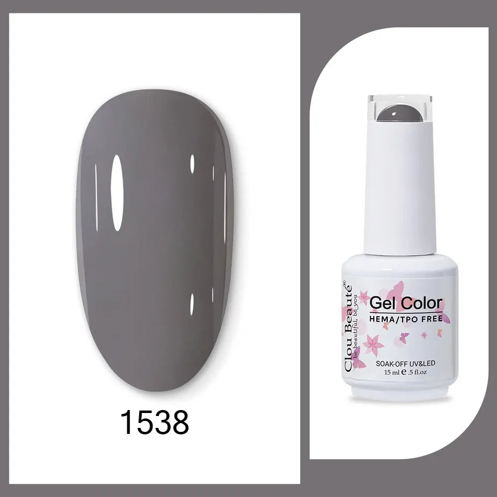 Clou Beaute 15ml HEMA TPO FREE Gel Nail Polish Bright Dark Army Green Gel Lacquer Semi Permanent Art Organic  Nail Gel Varnish