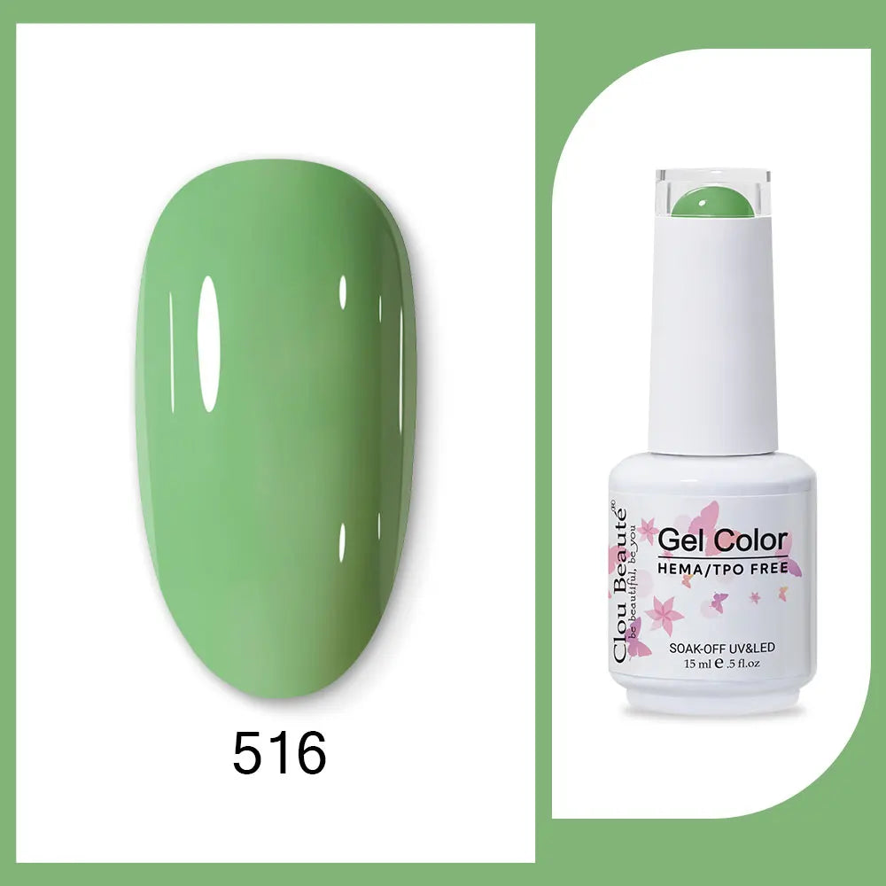 Clou Beaute 15ml HEMA TPO FREE Gel Nail Polish Bright Dark Army Green Gel Lacquer Semi Permanent Art Organic  Nail Gel Varnish