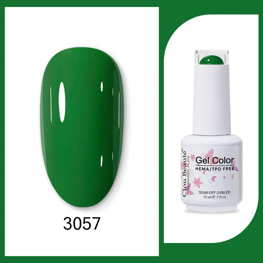 Clou Beaute 15ml HEMA TPO FREE Gel Nail Polish Bright Dark Army Green Gel Lacquer Semi Permanent Art Organic  Nail Gel Varnish