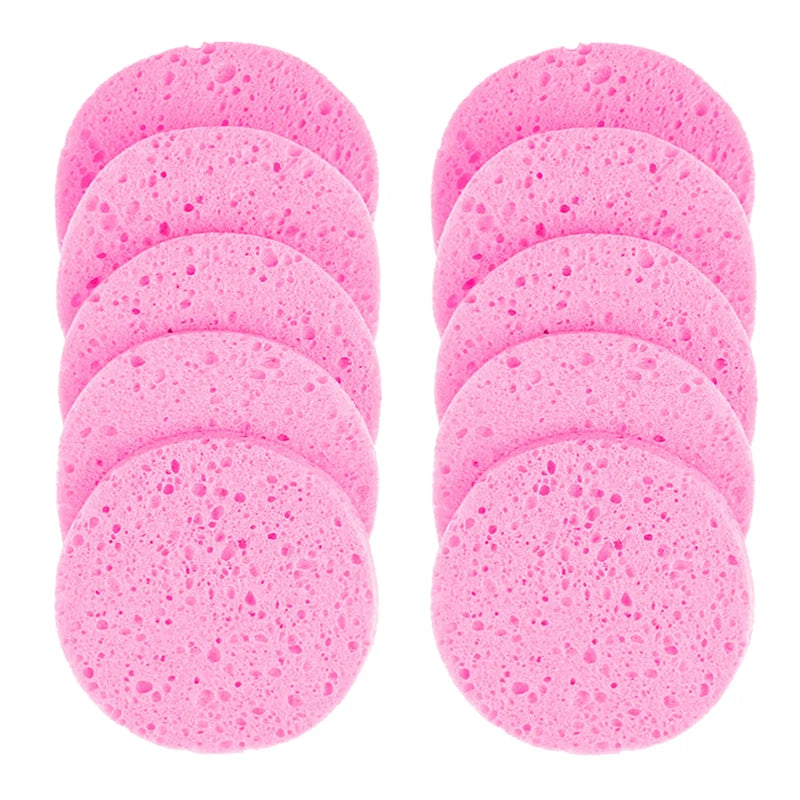 5/10pcs 6/7/8/9cm Face Round Makeup Remover Tool Natural Wood Pulp Sponge Cellulose Compress Cosmetic Puff Facial Cleaning Spong