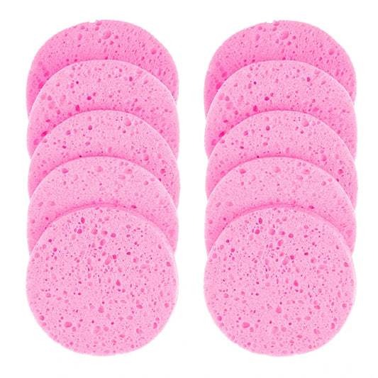 5/10pcs 6/7/8/9cm Face Round Makeup Remover Tool Natural Wood Pulp Sponge Cellulose Compress Cosmetic Puff Facial Cleaning Spong