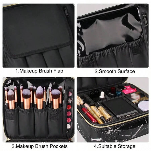 Marble Waterproof PU Cosmetic Storage Bag Professional Makeup Handbag Travel Makeup Desktop Organizer Toiletry Makeup Bag