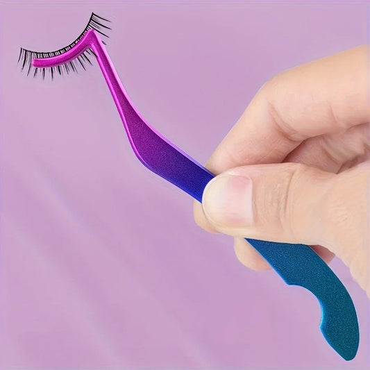 Eyelash Curler High Density Flower Grafting Eyelash Tool Seahorse Shaped Design Straight and Curved Eyelash Extension Tweezers