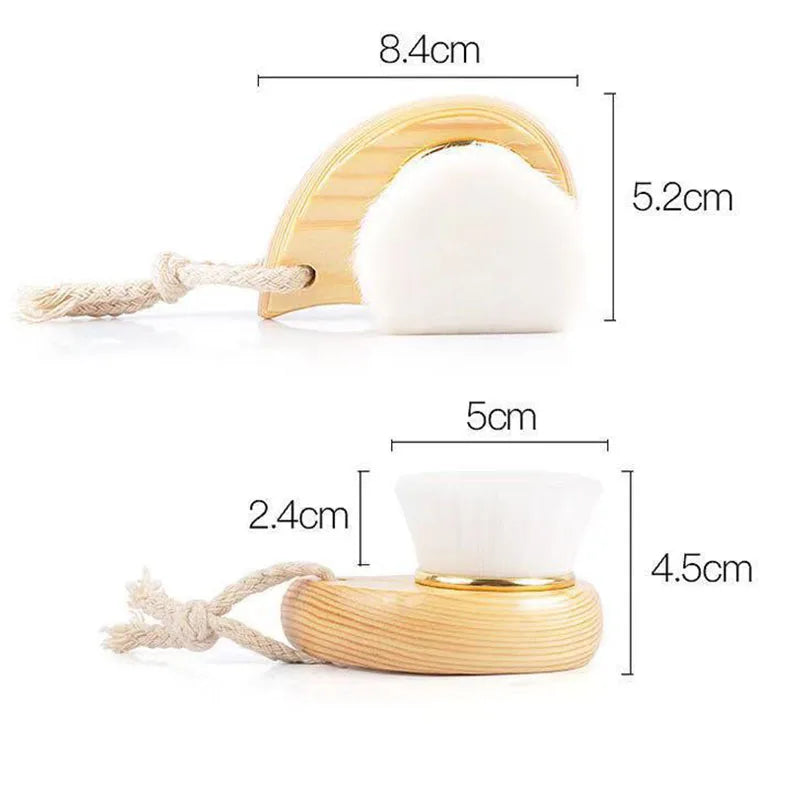Wood Handle Facial Cleansing Brush Manual Soft Face Massager Skin Pore Clean Brush Face Care Face Brush Cleansing Beauty Tools