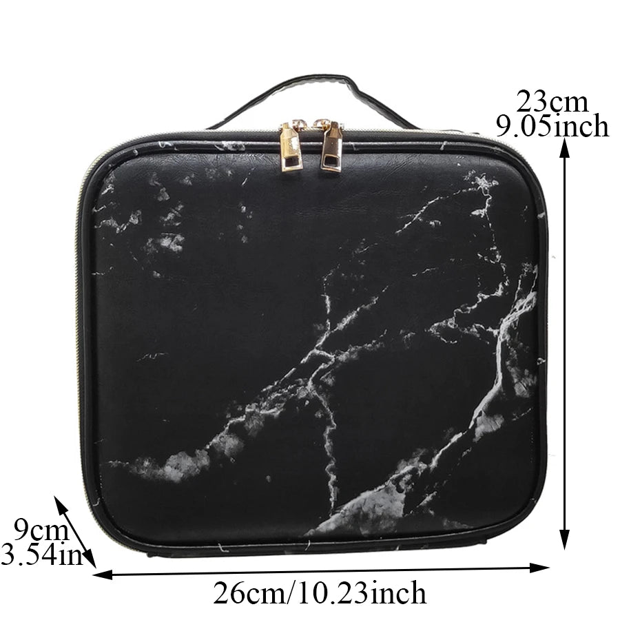 Marble Waterproof PU Cosmetic Storage Bag Professional Makeup Handbag Travel Makeup Desktop Organizer Toiletry Makeup Bag