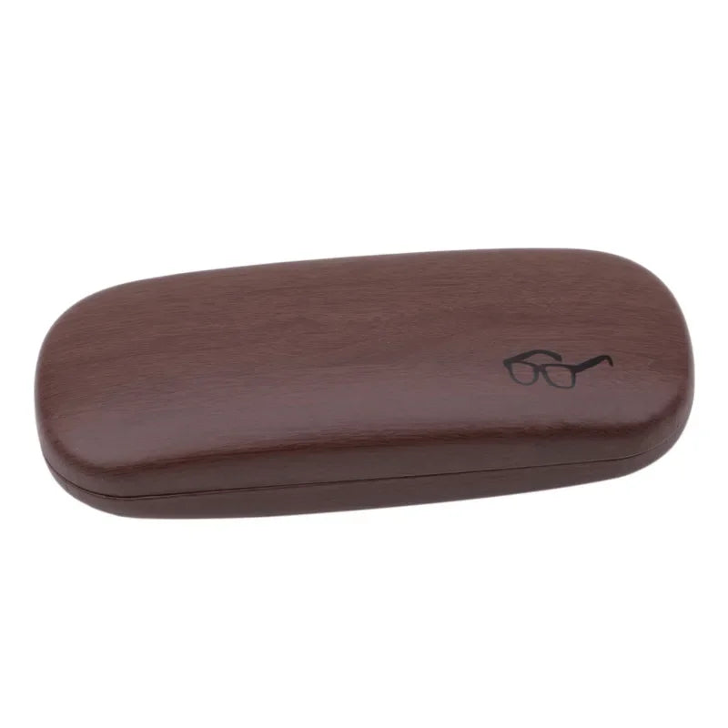 High Quality Wood Grain Hard Kit Holder Metal Reading Glasses Case For Men And Women PU Leather Eyeglass Box