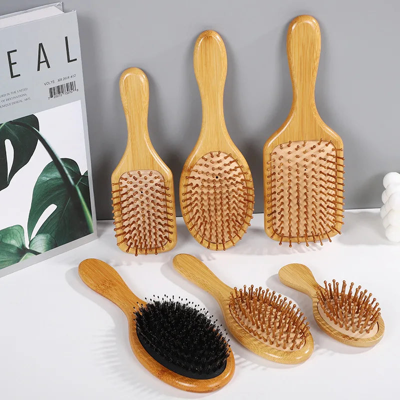 New Sdottor Wooden Bamboo Hair Brush Air Massage Comb Anti-static Scalp Combs Airbag Hairdressing Healthy Reduce Hair Loss Styli